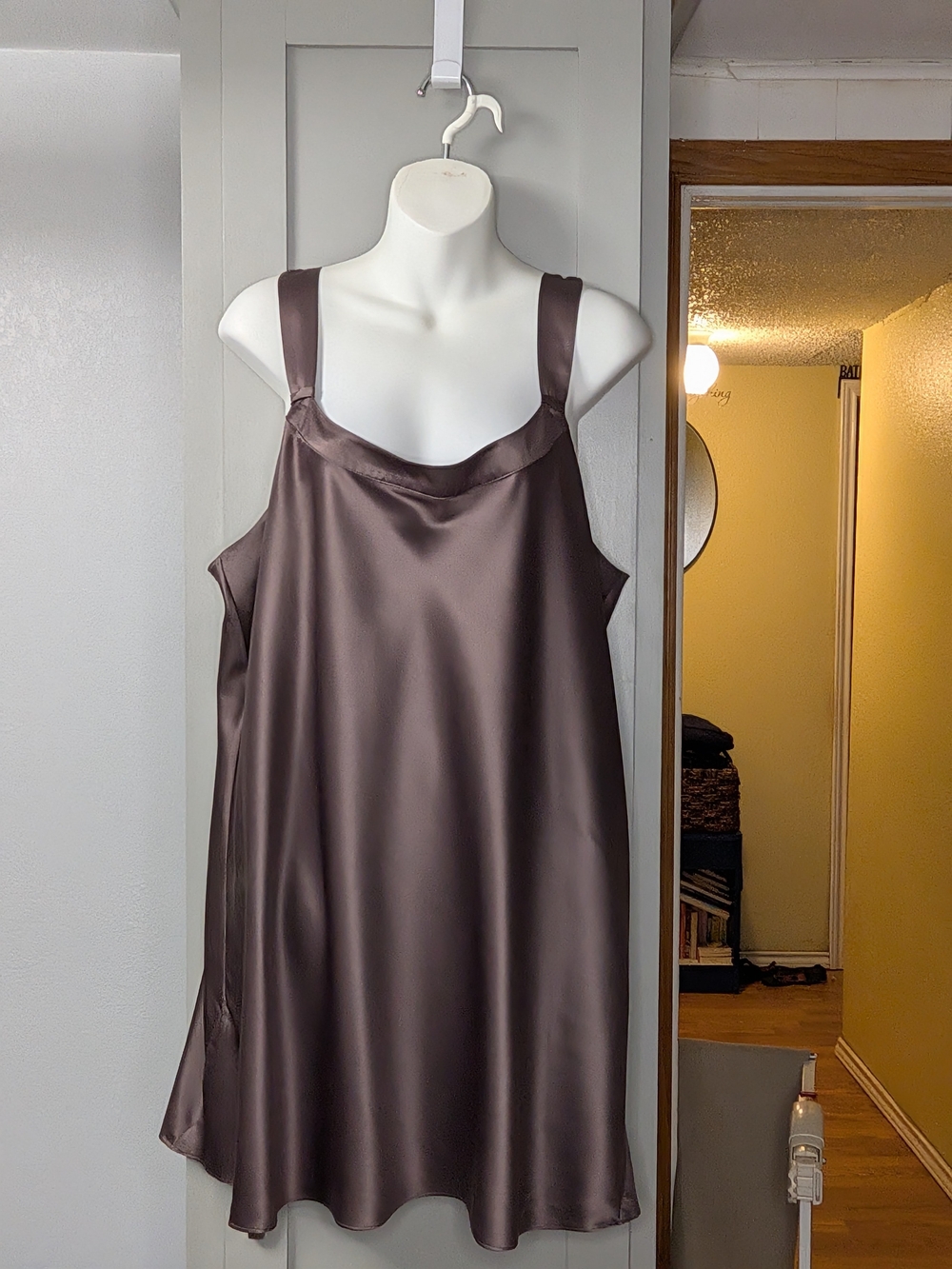 Cabernet Satin Slip Chemise in Deep Brown